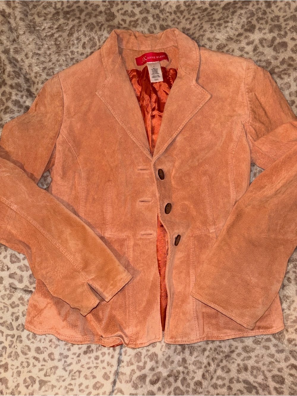 Anne Klein Vintage Coral Suede Women's Blazer